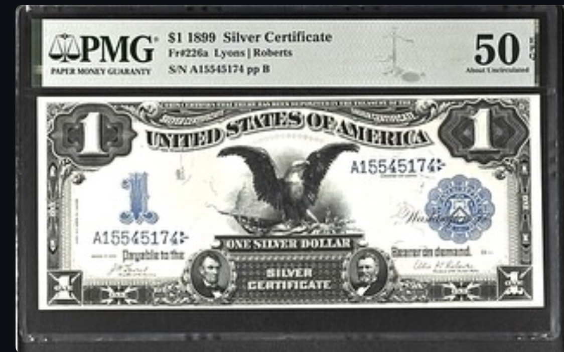 Front of sold note: 1899 $1 Silver Certificate “Black Eagle”