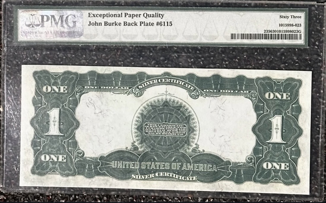 Original back photograph of 1899 $1 Silver Certificate “Black Eagle”