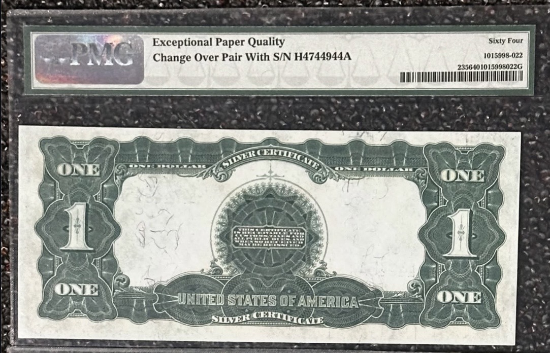 Original back photograph of 1899 $1 Silver Certificate “Black Eagle”