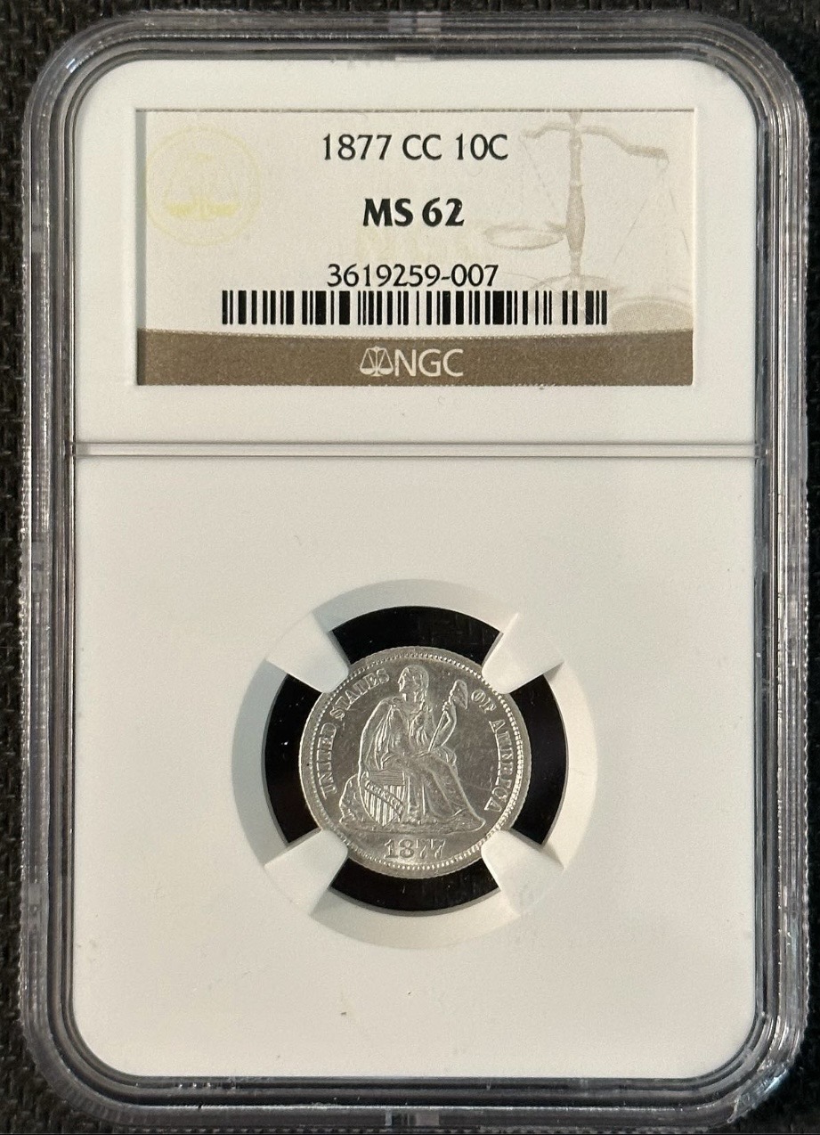 Original photograph of sold 1877-CC Liberty Seated Dime