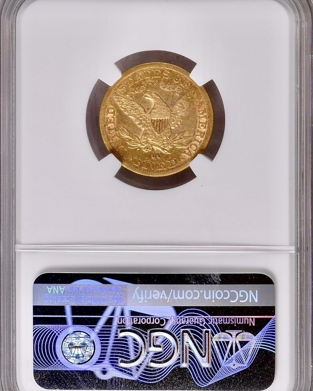 Original reverse photograph of 1891-CC $5 Liberty Head Gold Half Eagle