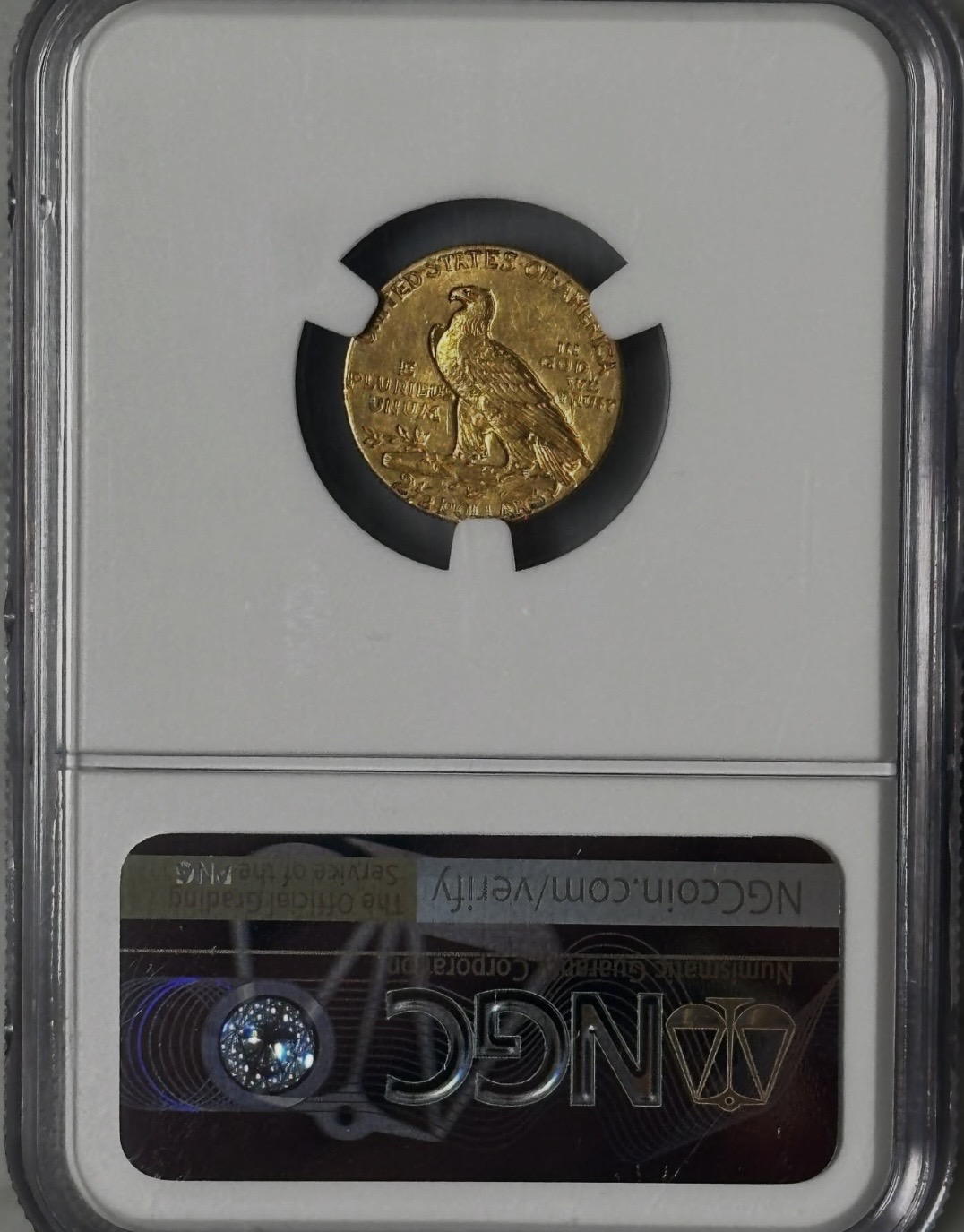 Original reverse photograph of 1911 $2.50 Indian Head Gold Quarter Eagle