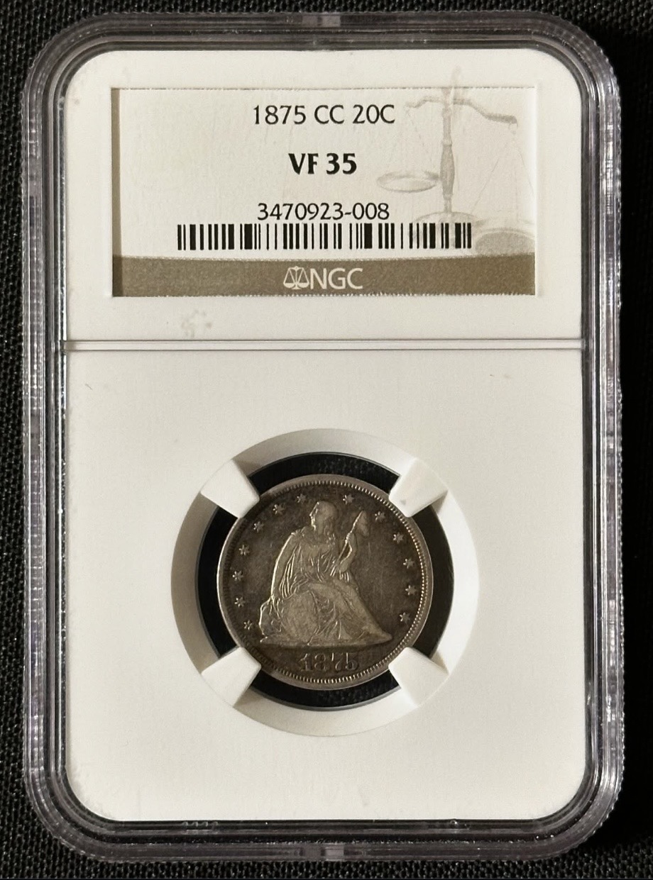 Original photograph of sold 1875-CC Liberty Seated Twenty-Cent Piece