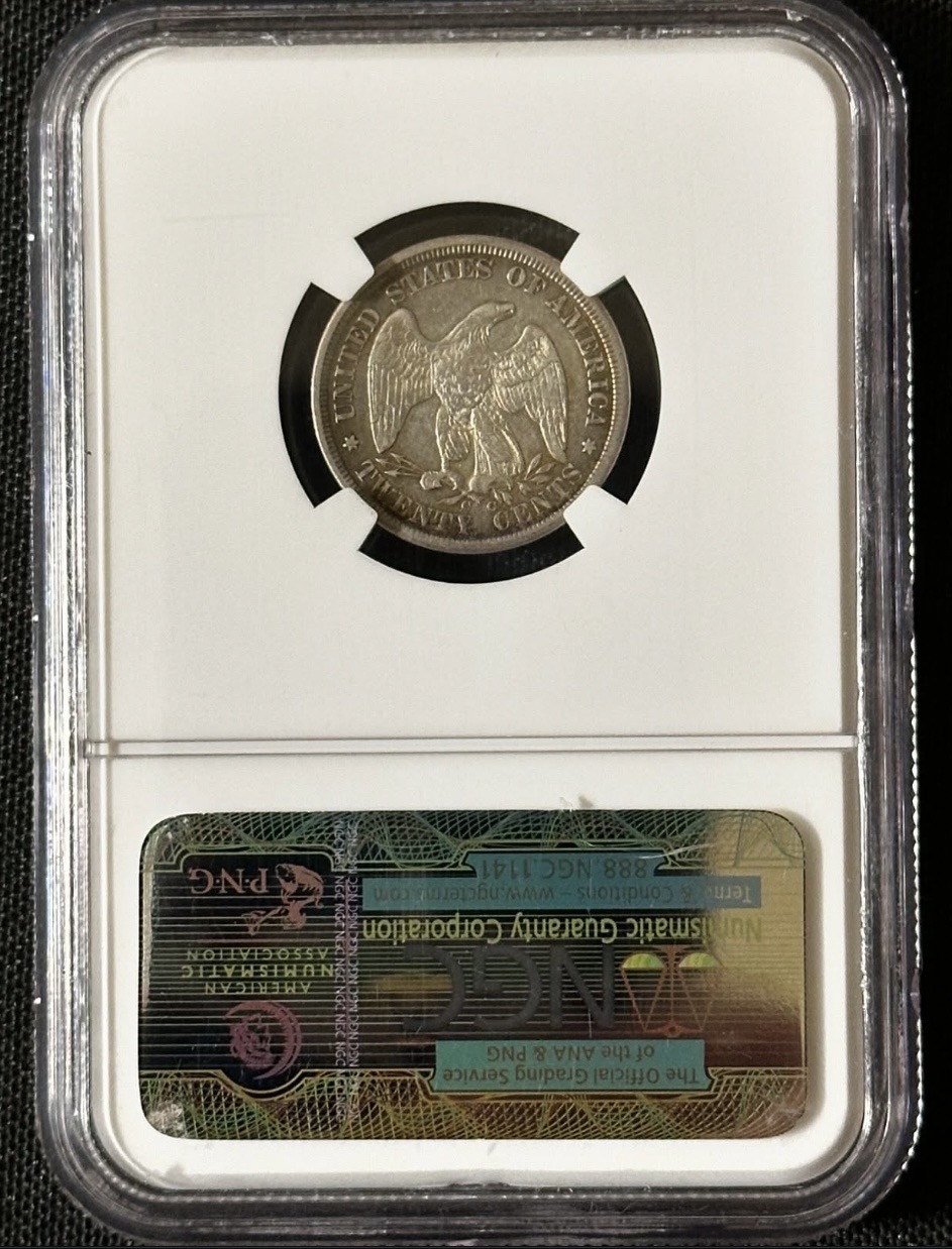 Original reverse photograph of 1875-CC Liberty Seated Twenty-Cent Piece