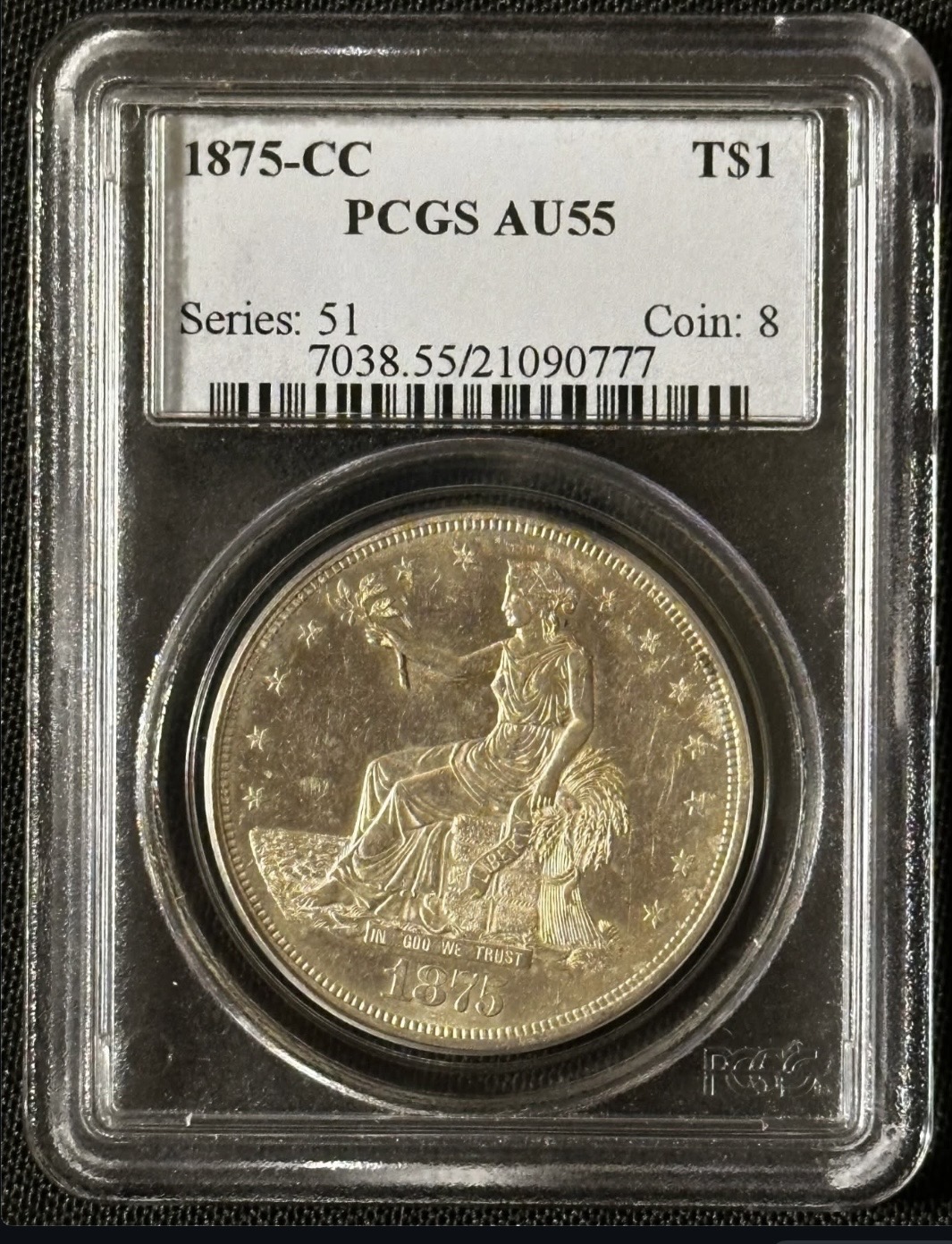 Original photograph of sold 1875-CC Trade Dollar