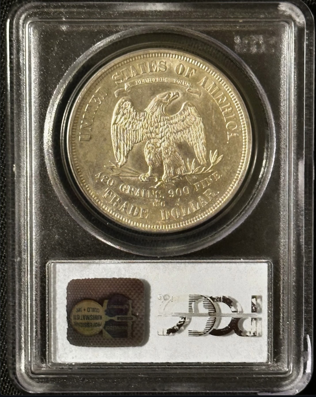 Original reverse photograph of 1875-CC Trade Dollar