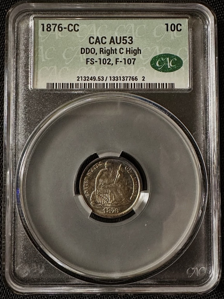 Original photograph of sold 1876-CC Liberty Seated Dime