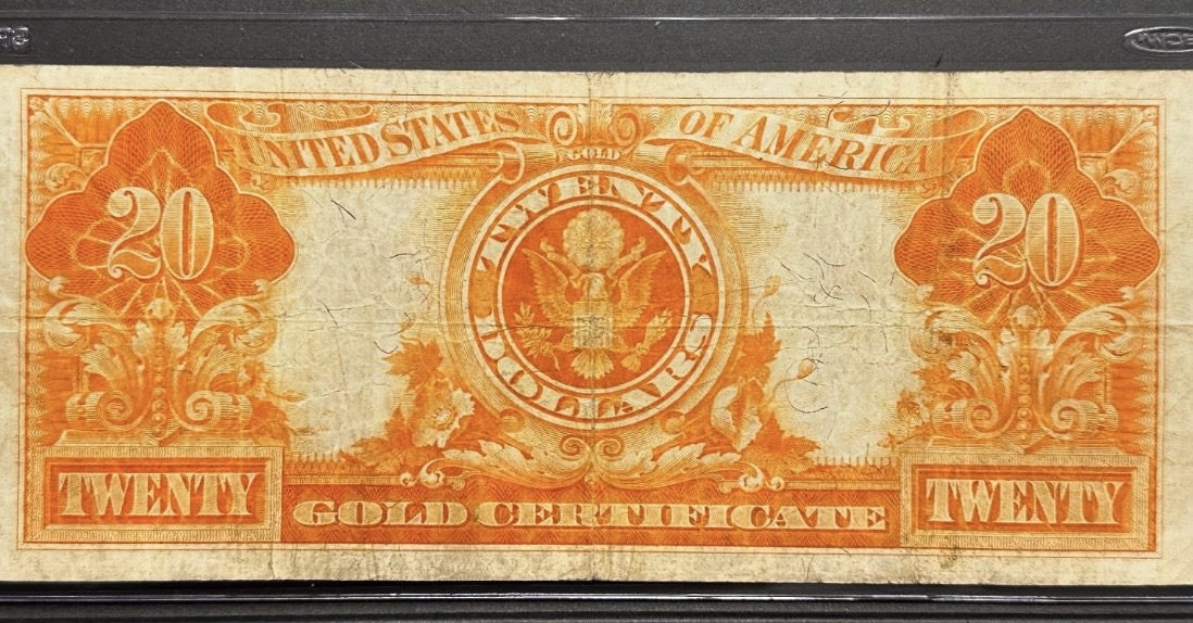 Original back photograph of 1922 $20 Gold Certificate
