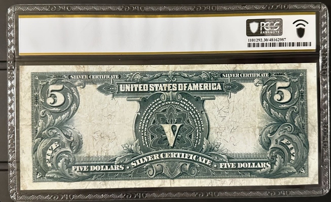 Original back photograph of 1899 $5 Silver Certificate “Chief”